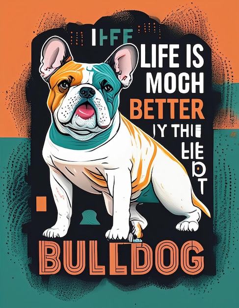 A vida é muito melhor com um bulldog T-Shirt Design