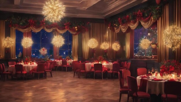 A vida noturna luxuosa festa na noite de Natal casar-se festa de Natal ano novo dança e decoração