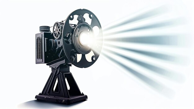 Foto a vintage movie projector is shown in a retro style on a white background