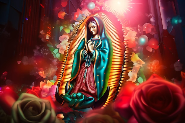 A Virgem de Guadalupe em cores vibrantes