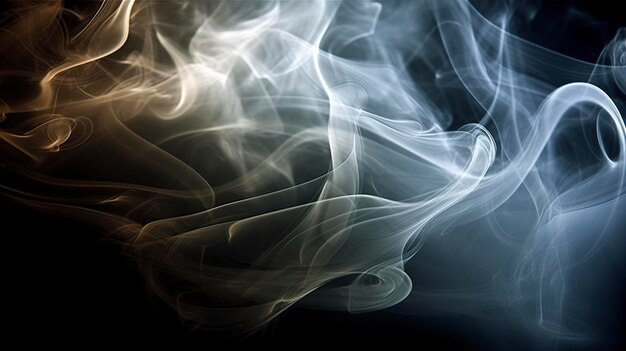 A visão de perto revela os padrões e texturas hipnotizantes dentro da fumaça A qualidade etérea da fumaça contra o fundo escuro AI Generative