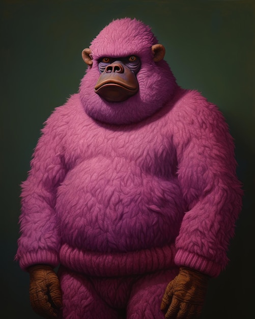 Foto a visão espetacular de fernando boteros o peludo e peludo king kong rosa em camisola feia