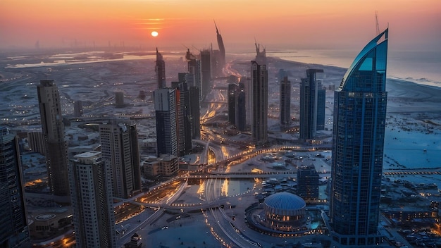 A vista de cima de Dubai