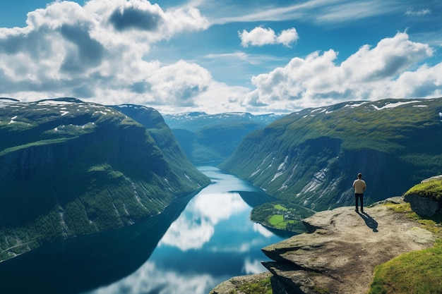 Foto a vista de verão de trolltunga em odda