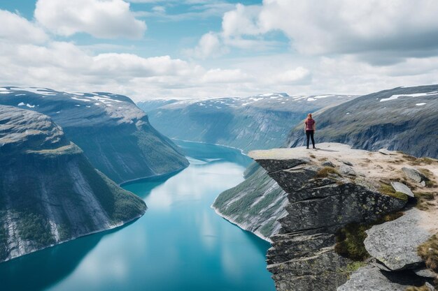 Foto a vista de verão de trolltunga em odda