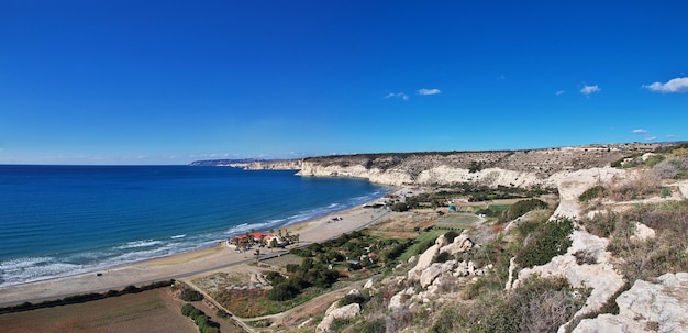 A vista do mar Mediterrâneo Chipre