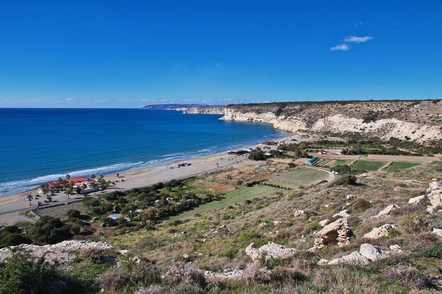 A vista do Mediterrâneo em Kourion Chipre