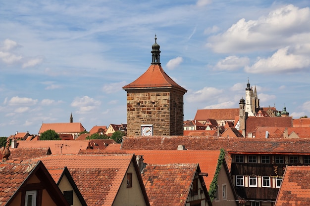 A vista nos telhados de Rotenburg on Tauber, na Alemanha