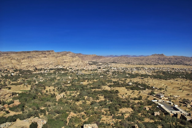 A vista sobre as montanhas em Dar Al Hajar Rock Palace Sanaa Yemen