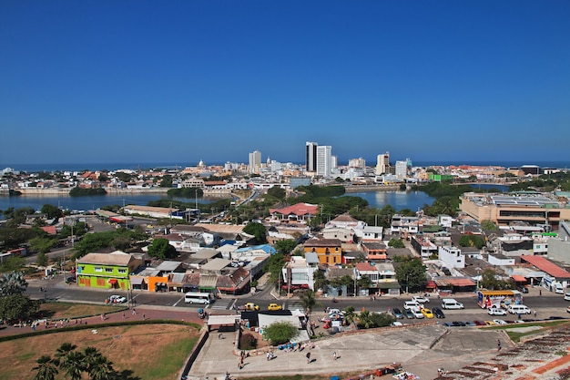 A vista sobre Cartagena na Colômbia, América do Sul