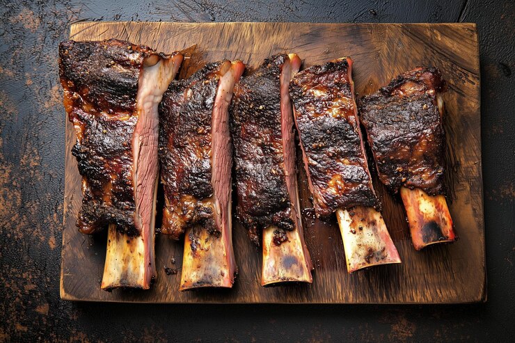Foto a wooden cutting board with meat on it and a knife on it
