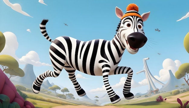 a zebra com tênis de grandes dimensões e um boné de hélice