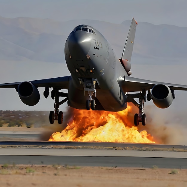 Foto a10 extender aterrizaje completamente en fuego generado por la ia