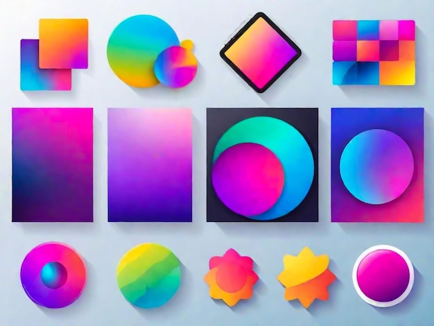 Foto a4 abstracto color 3d arte de papel conjunto de ilustración colores de contraste diseño vectorial para pancartas