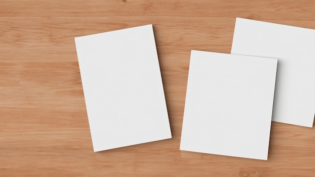 A4-Flayer-Visitenkarten-Mockup-Vorlage aus Papier