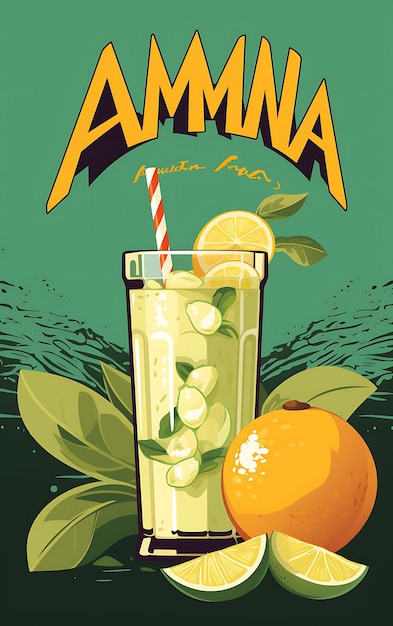 Aam Panna Drink Poster mit rohen Mangos und Minzblättern Coole indische Feierlichkeiten Lifestyle-Küche