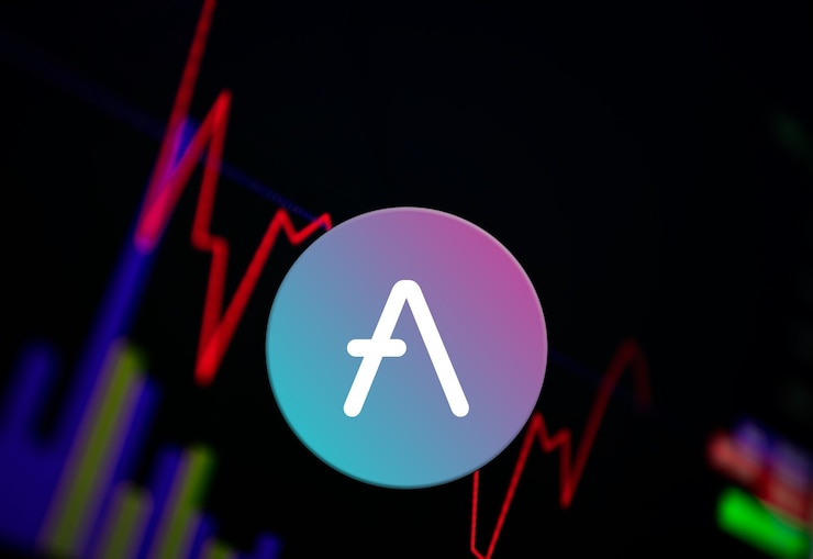 Foto aave aave gráfico de crecimiento de moneda de criptomoneda en el gráfico de intercambio