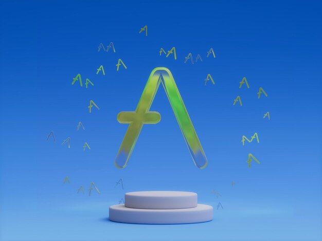 Aave Crypto Letter A Podium Platform Abstract Minimal Showcase 3D-Illustration