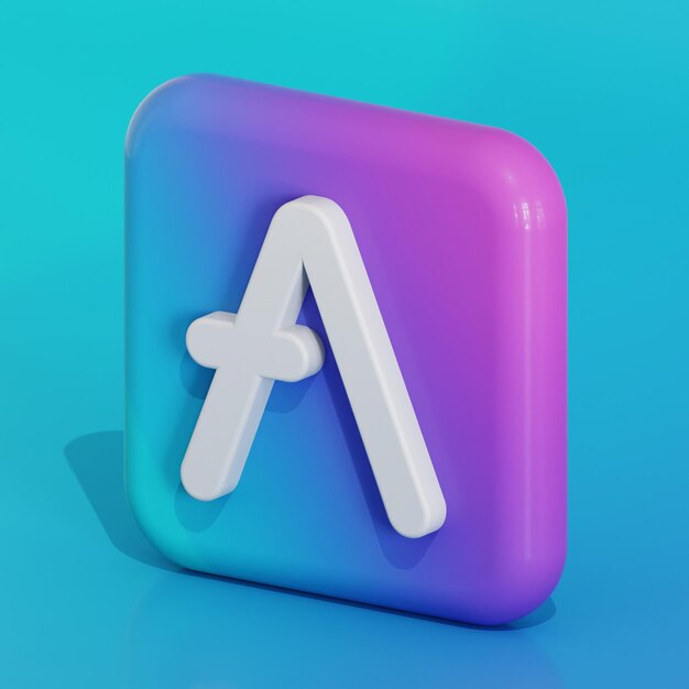 Aave Kryptowährung Symbol Logo 3D-Darstellung