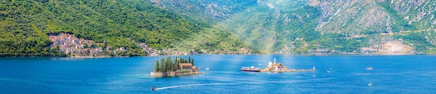 Foto abadía y monasterio famosos en islas en perast