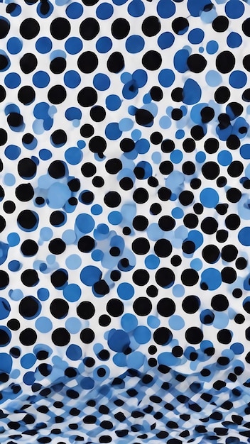 Abaixo abstrato gaiola azul-branca com pontos polka pretos impressão para tecido e embalagem