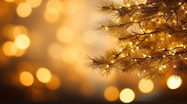 Abaixo da árvore de Natal decorada Feliz Natal e Feliz Ano Novo