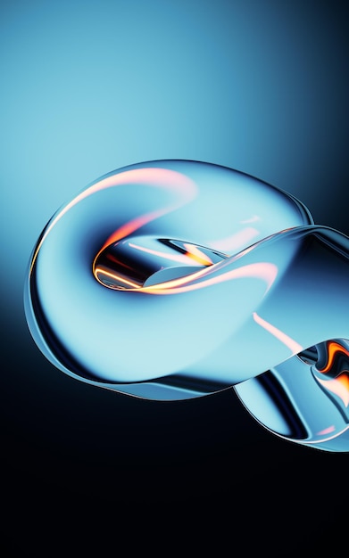 Abaixo de vidro de gradiente azul abstrato com transições suaves de renderização 3D de cores
