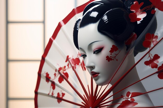 Un abanico tradicional japonés de geishas que simboliza la gracia 00234 02