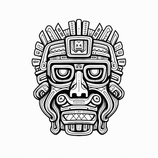 Abbildung der aztekischen Ornament-Kopfmaske, AI generiert