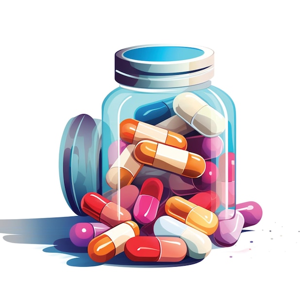 Abbildung der Flasche mit den Pillen oder Tabletten