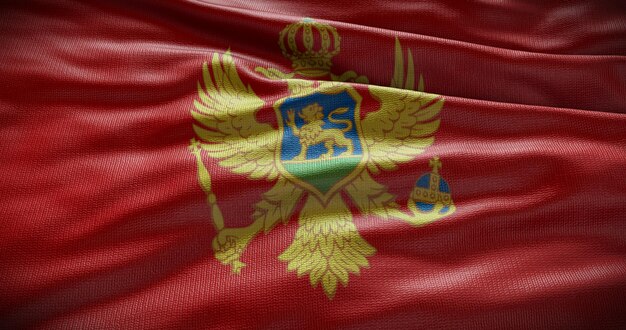 Abbildung der Nationalflagge Montenegros im Hintergrund. Symbol des Landes