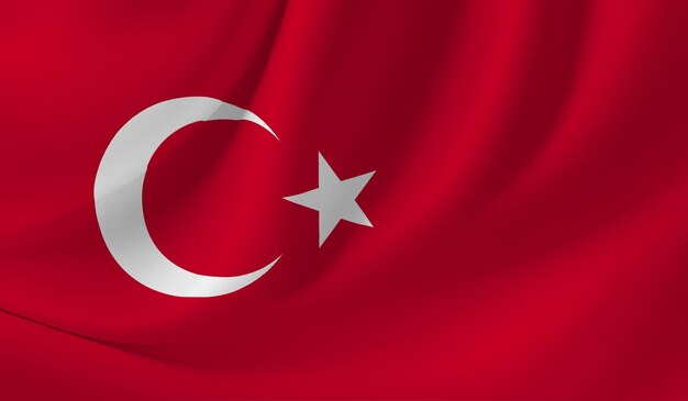 Foto abbildung der türkischen flagge mit wellen-effekt