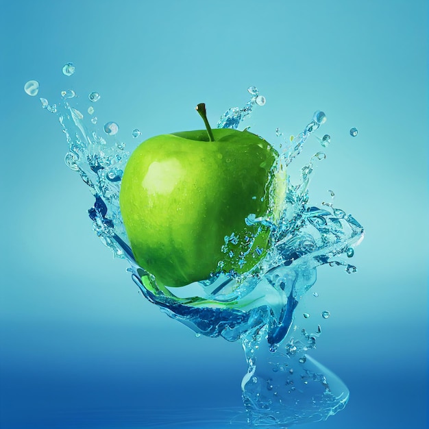 Abbildung des Apfels mit einem Wasserspritzer