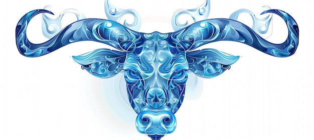 Abbildung des blau leuchtenden Sternzeichens Stier auf weißem Hintergrund