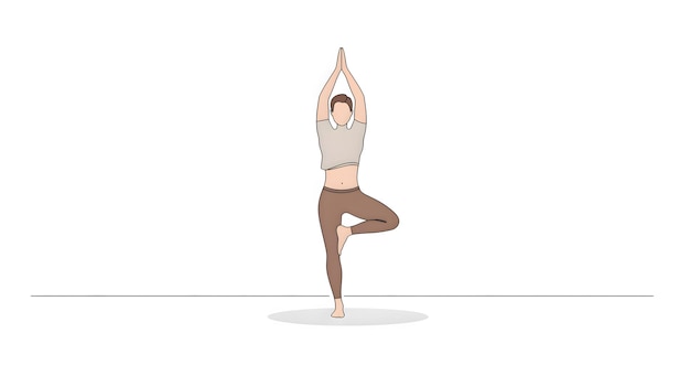 Abbildung einer Frau, die in der Baumposition Yoga praktiziert