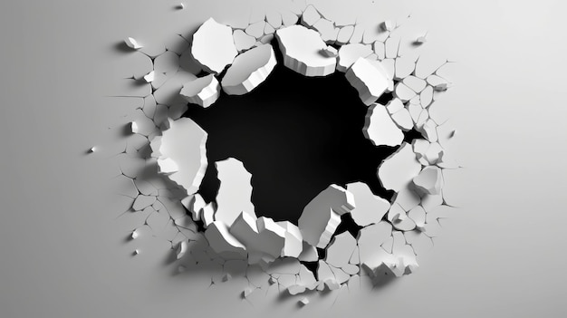 Abbildung einer zerrissenen Wand mit einem kreisförmigen Loch
