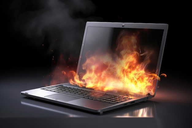 Abbildung eines brennenden Laptops