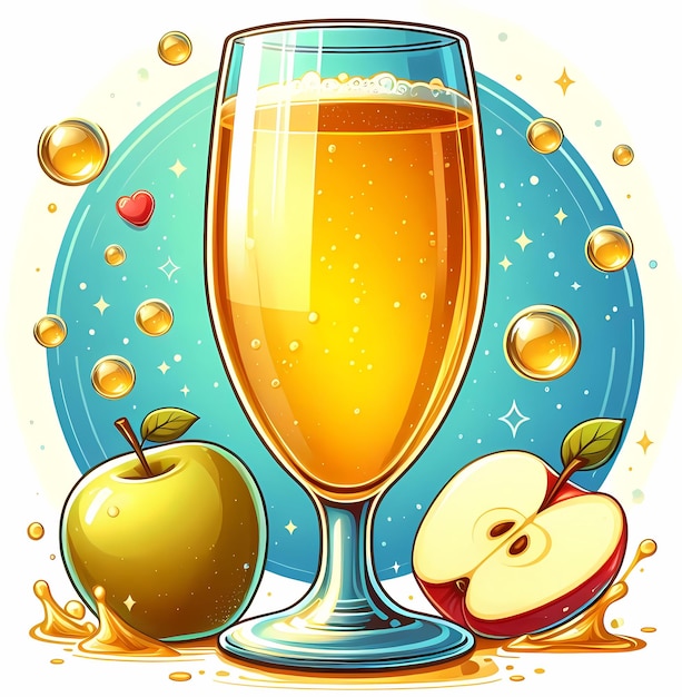 Abbildung eines Glases saftiger, sauberer Äpfel