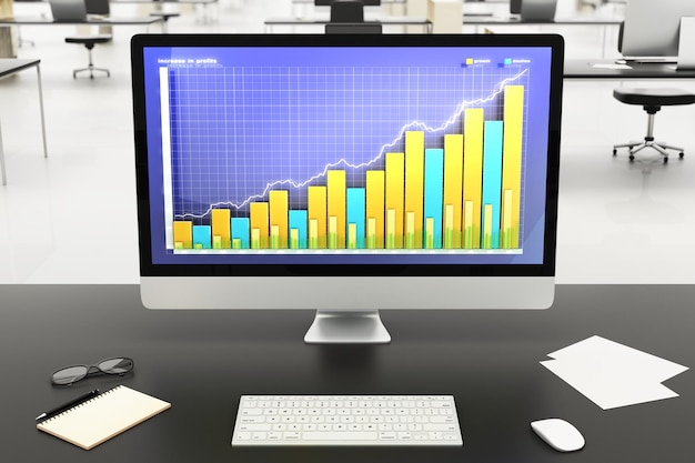 Abbildung Finanzdiagramm auf Computermonitor
