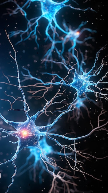 Foto abbildung von amyloid-plaken auf alzheimer-nervenzellen