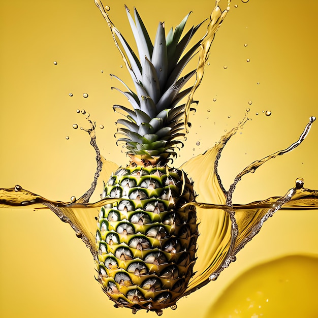Abbildung von Ananas mit Wasserspritz