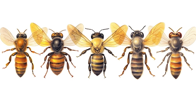 Abbildung von wilden gestreiften Bienen