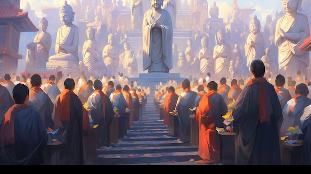 Foto abbildung: zehntausend-buddha-tag in blau