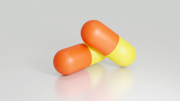 Abbildung zwei Vitaminkapseln in 3D-Rendering