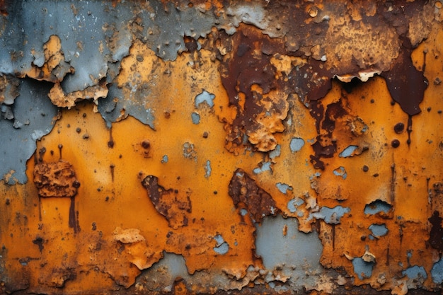 Foto abblätternde farbe auf der metalloberfläche mit rostflecken und kratzern