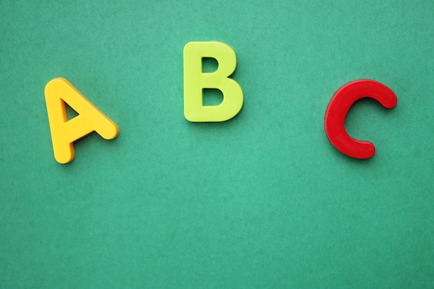 ABC primeira letra do alfabeto Inglês sobre fundo verde
