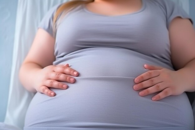 Abdomínio em close-up a luta contra a obesidade evidente um olhar preocupado sobre as implicações para a saúde