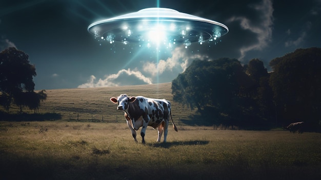 Abducción alienígena de una vaca generative_ai