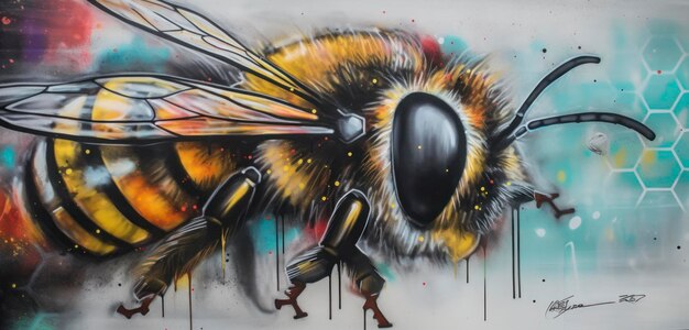 Una abeja con una abeja encima