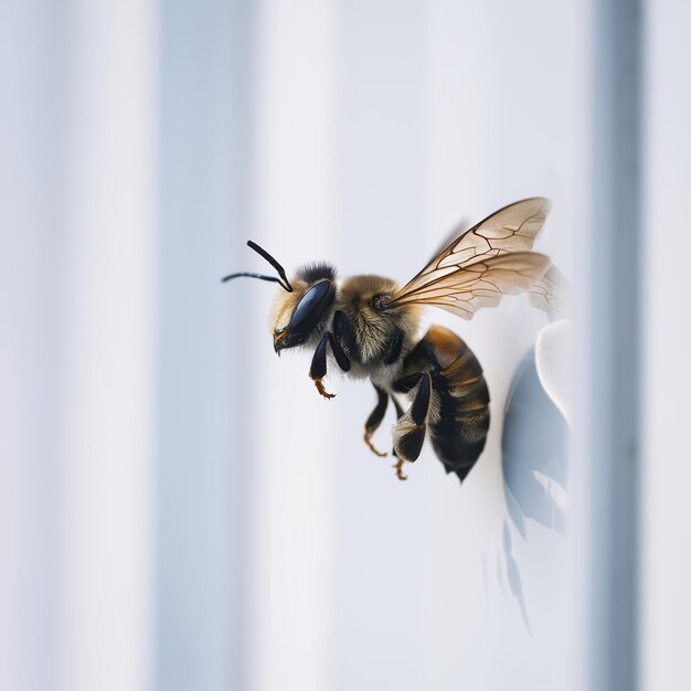 Abeja aislada sobre un fondo blanco Generativo ai